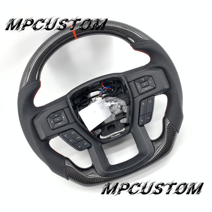 Mpcustom for Ford F150 carbon fiber steering wheel red stripe line and gloss
