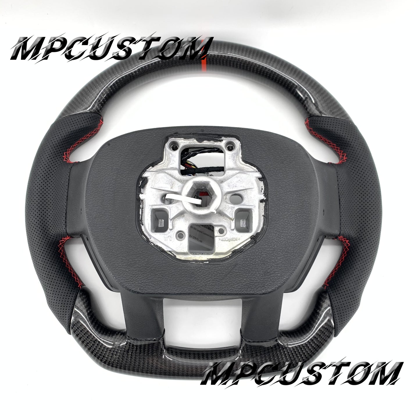 Mpcustom for Ford F150 carbon fiber steering wheel red stripe line and gloss