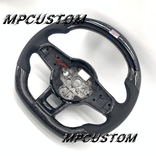 Mpcustom for Volkswagen MK7 2015-2019 carbon fiber steering wheel led and flat bottom