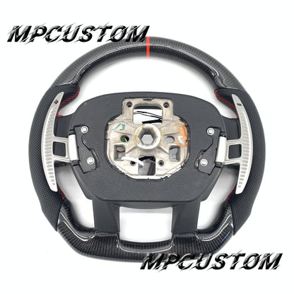 Mpcustom for Ford F150 carbon fiber steering wheel red stripe line and flat bottom