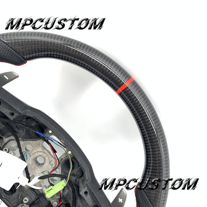Mpcustom for Ford F150 carbon fiber steering wheel red stripe line and flat bottom