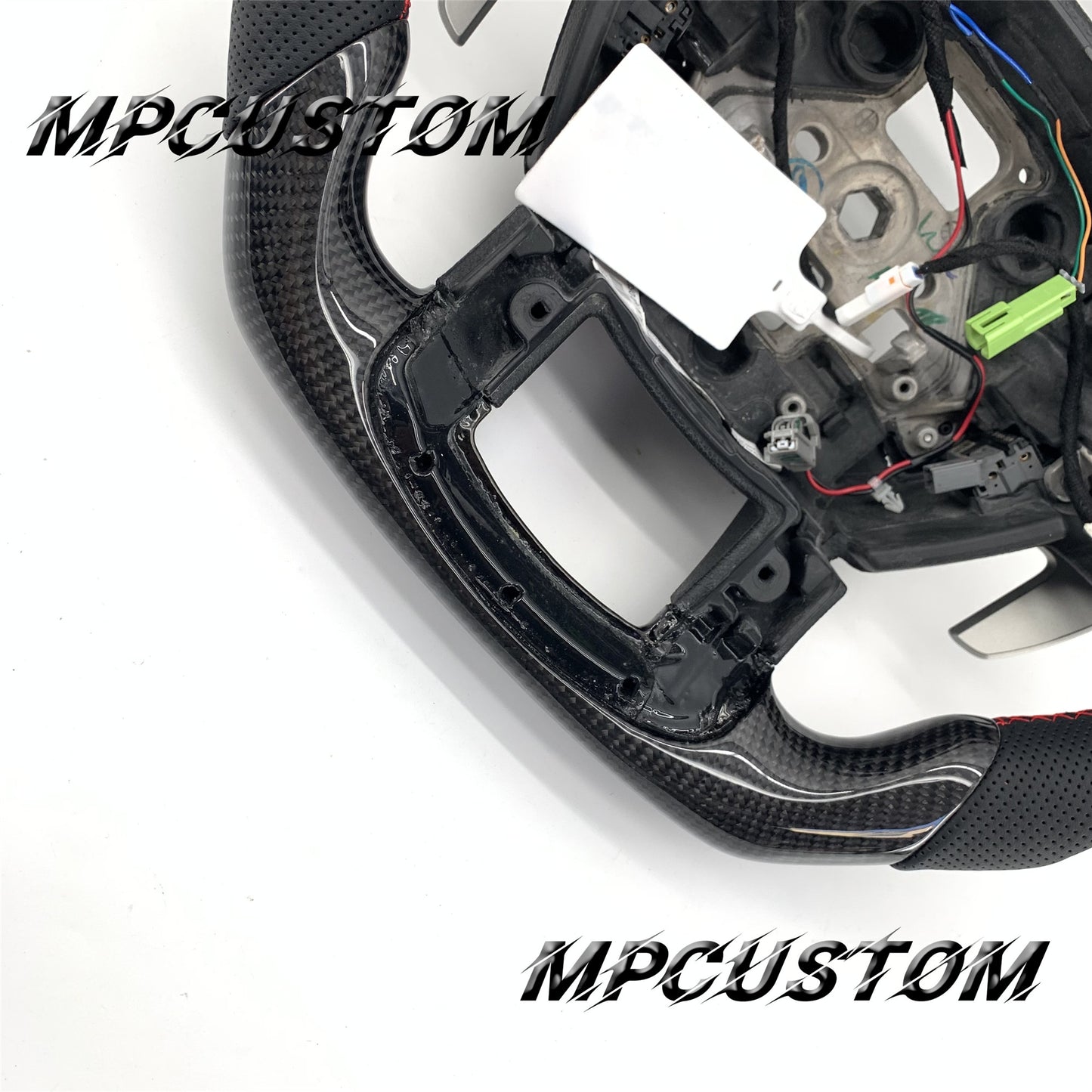 Mpcustom for Ford F150 carbon fiber steering wheel red stripe line and flat bottom