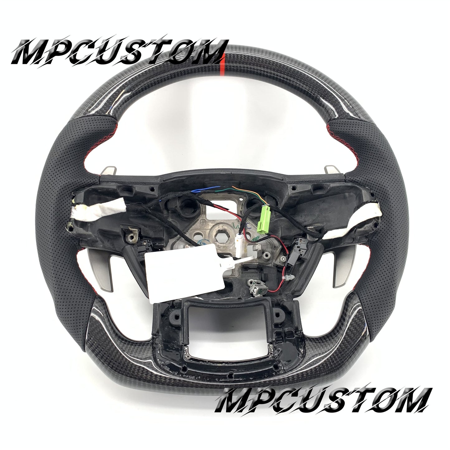 Mpcustom for Ford F150 carbon fiber steering wheel red stripe line and flat bottom