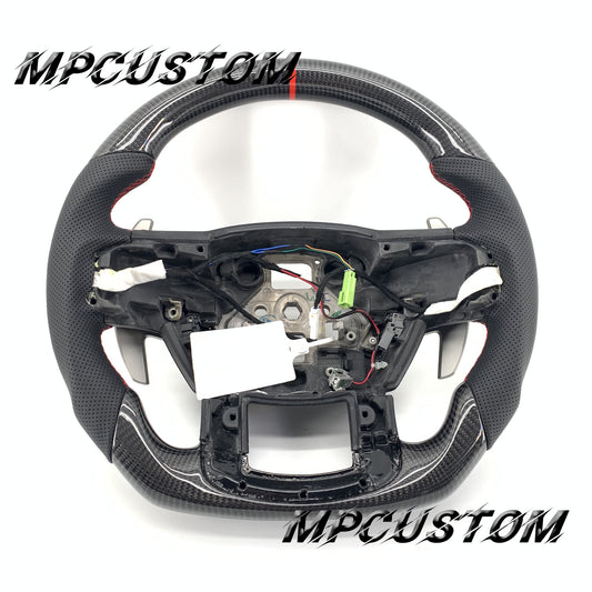 Mpcustom for Ford F150 carbon fiber steering wheel red stripe line and flat bottom