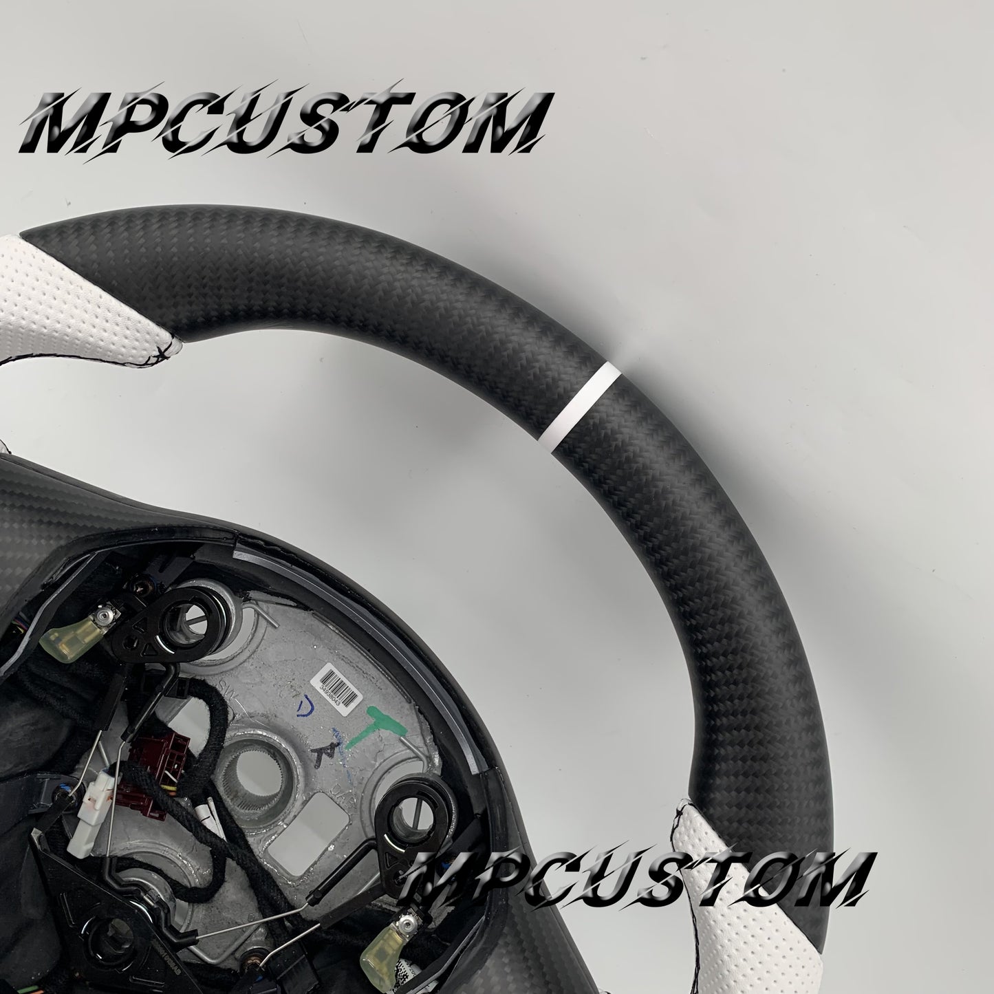 Mpcustom for Tesla model 3 Y carbon fiber steering wheel black stitching and round top