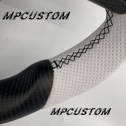 Mpcustom for Tesla model 3 Y carbon fiber steering wheel black stitching and round top