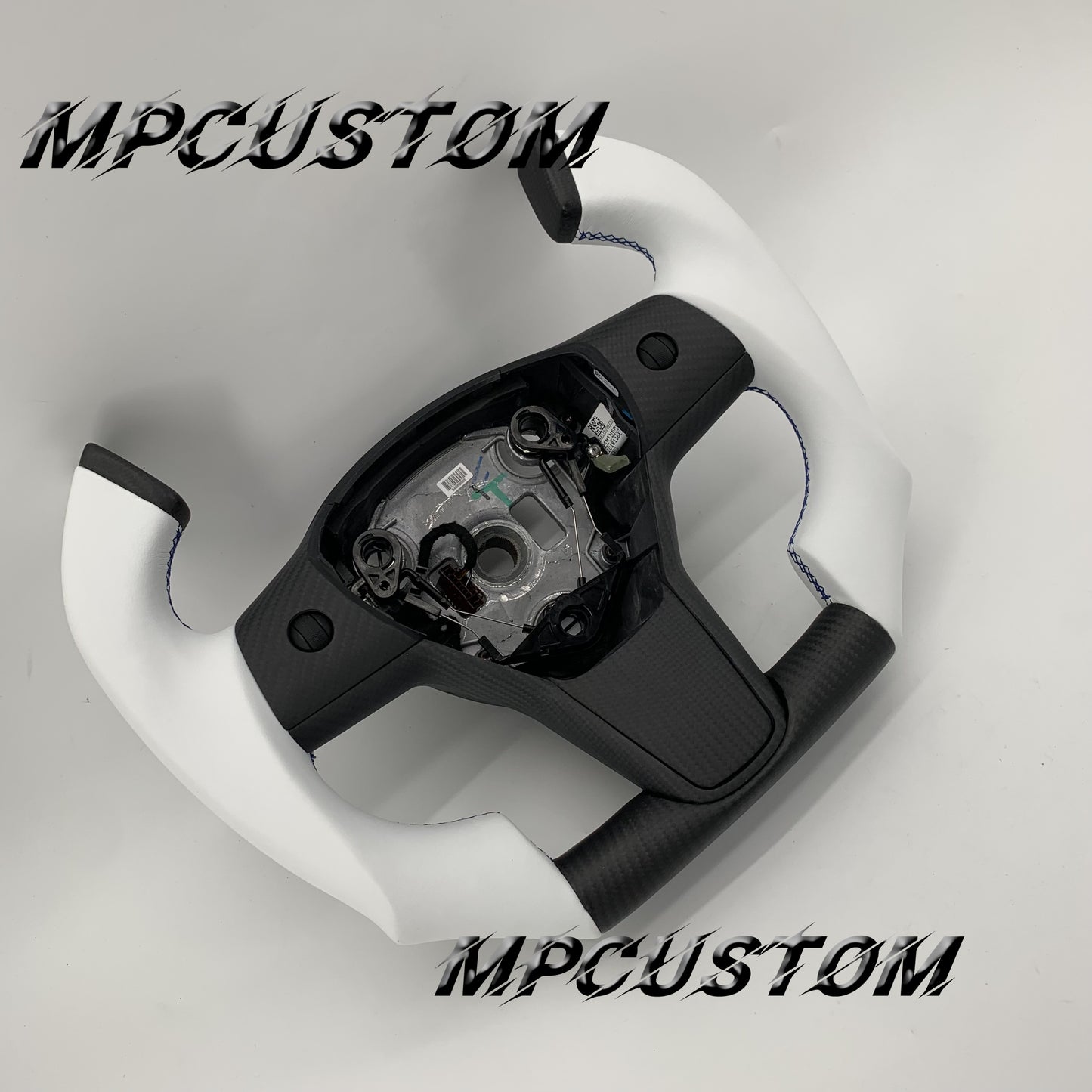 Mpcustom for Tesla model 3 Y carbon fiber steering wheel blue stitching