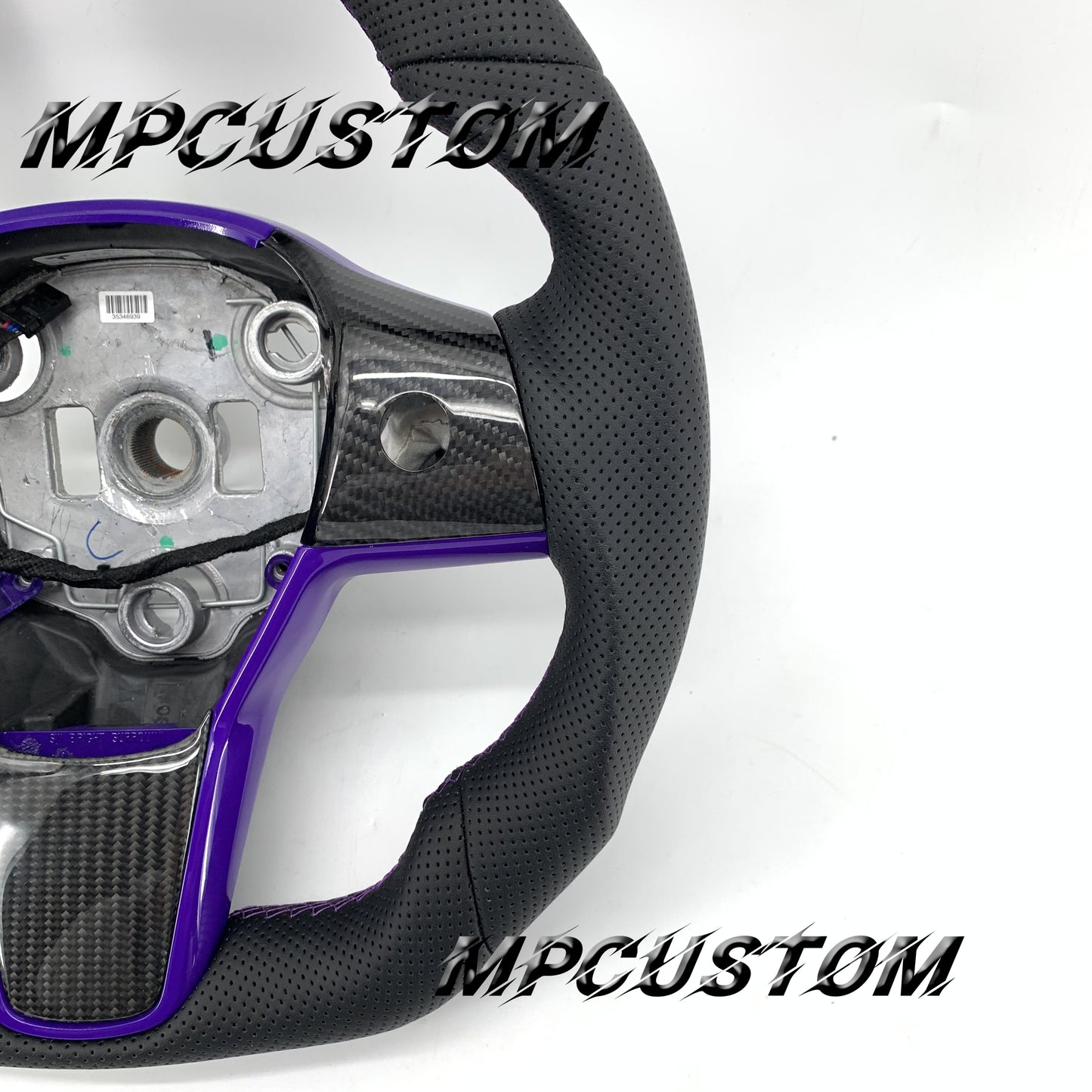 Mpcustom for Tesla model 3 Y carbon fiber steering wheel purple stitching