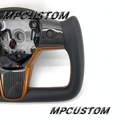 Mpcustom for Tesla model 3 Y carbon fiber steering wheel yoke shape and smooth
