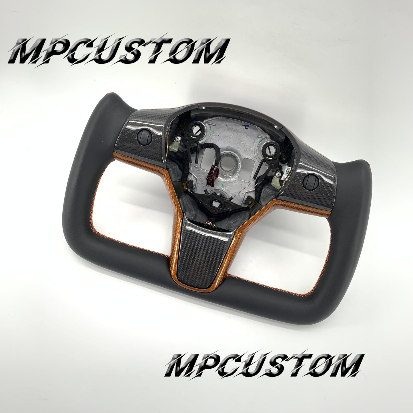 Mpcustom for Tesla model 3 Y carbon fiber steering wheel yoke shape and smooth