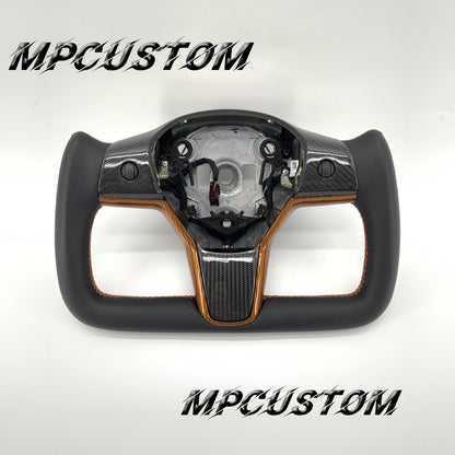 Mpcustom for Tesla model 3 Y carbon fiber steering wheel gloss carbon fiber