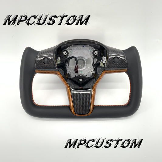 Mpcustom for Tesla model 3 Y carbon fiber steering wheel gloss carbon fiber