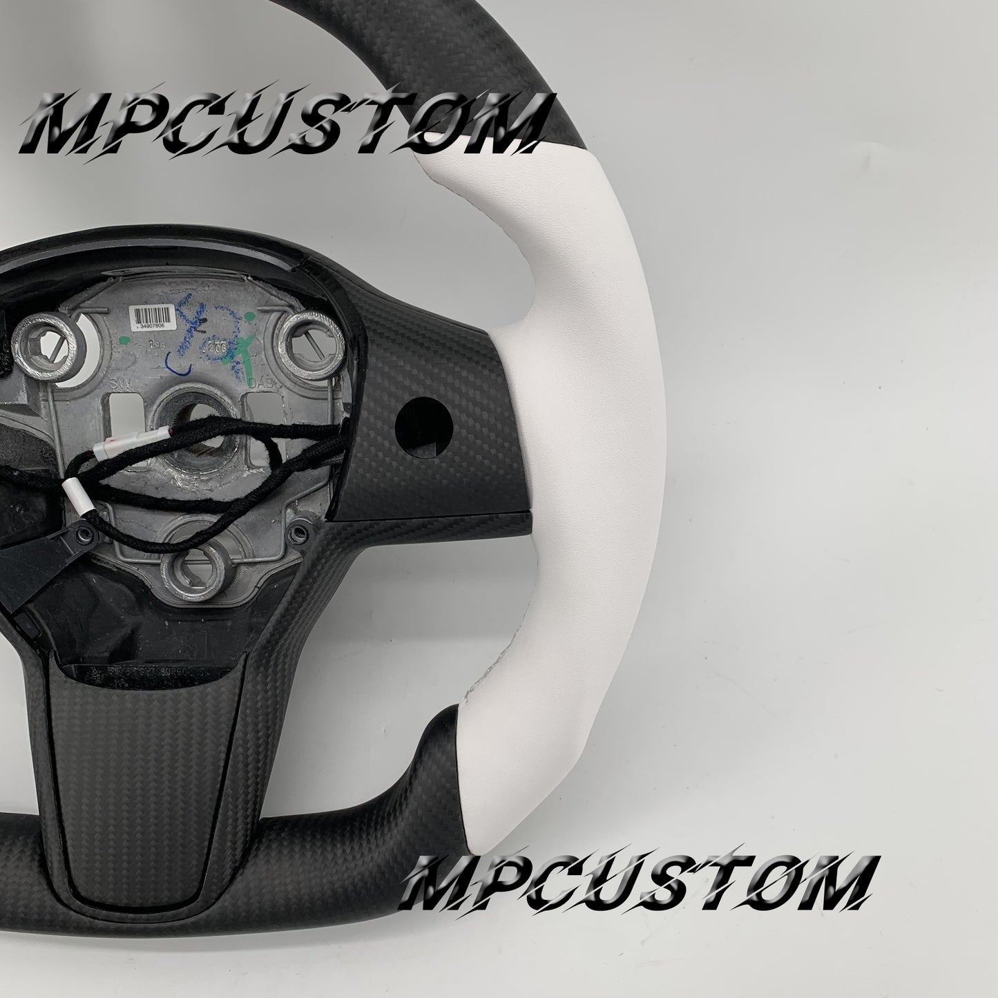 Mpcustom for Tesla model 3 Y carbon fiber steering wheel perforated leather and flat bottom