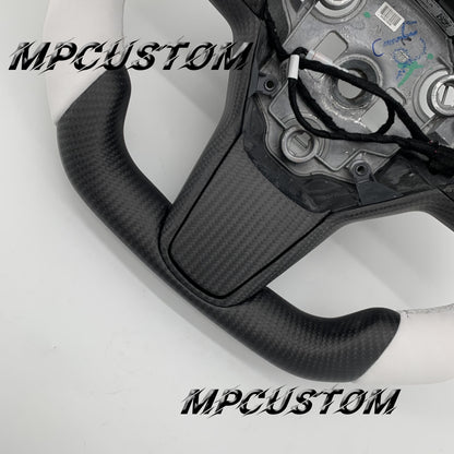Mpcustom for Tesla model 3 Y carbon fiber steering wheel perforated leather