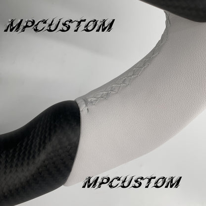 Mpcustom for Tesla model 3 Y carbon fiber steering wheel perforated leather and flat bottom