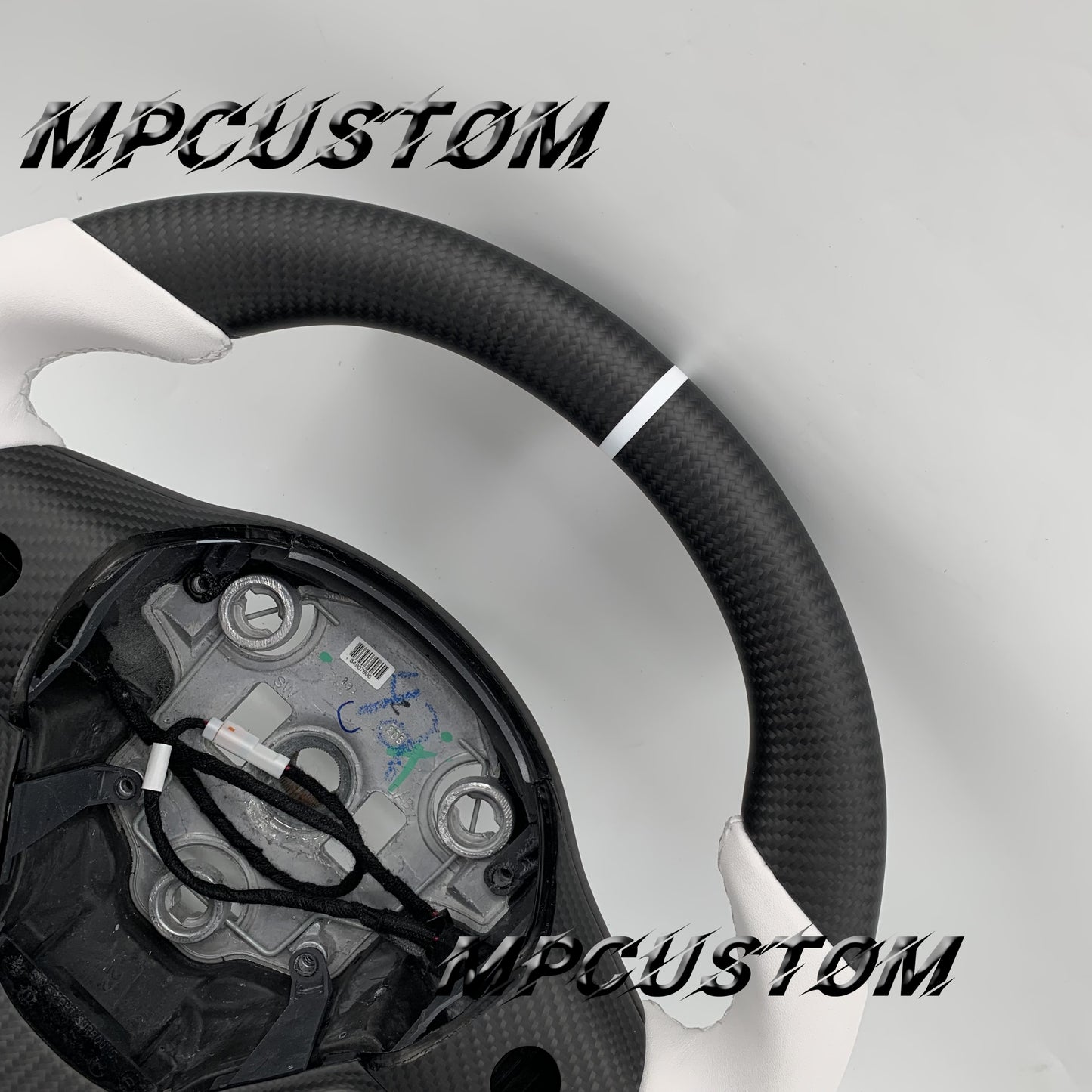 Mpcustom for Tesla model 3 Y carbon fiber steering wheel perforated leather and flat bottom
