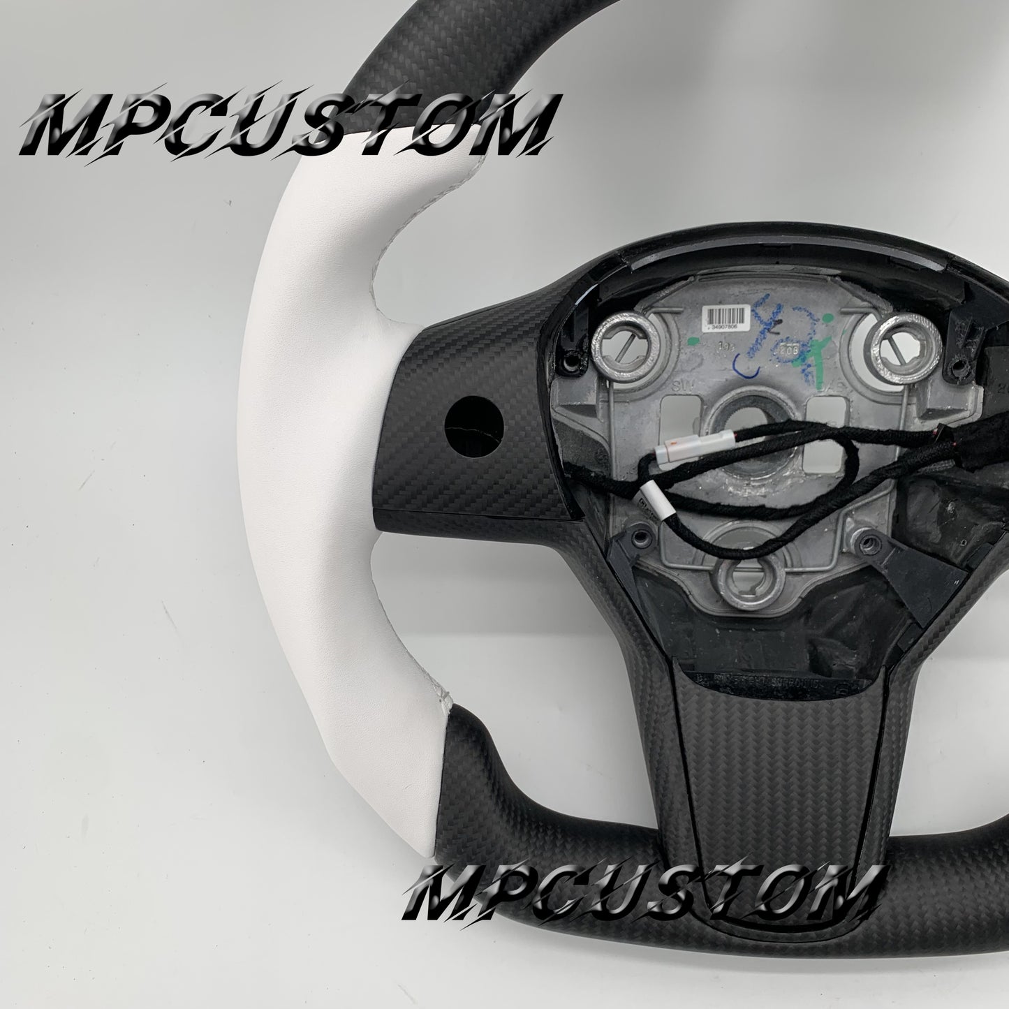 Mpcustom for Tesla model 3 Y carbon fiber steering wheel matte and white stripe line
