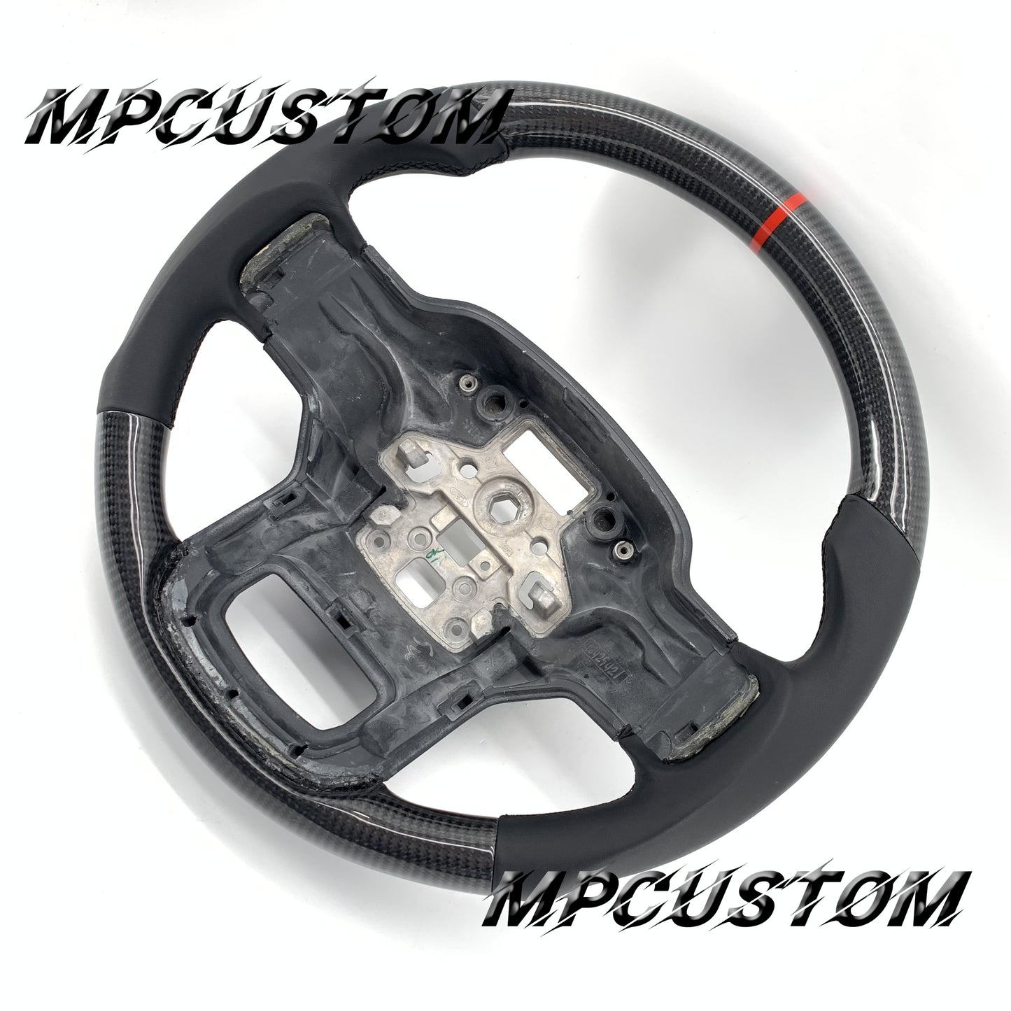 Mpcustom for Ford F150 carbon fiber steering wheel red stripe line and smooth