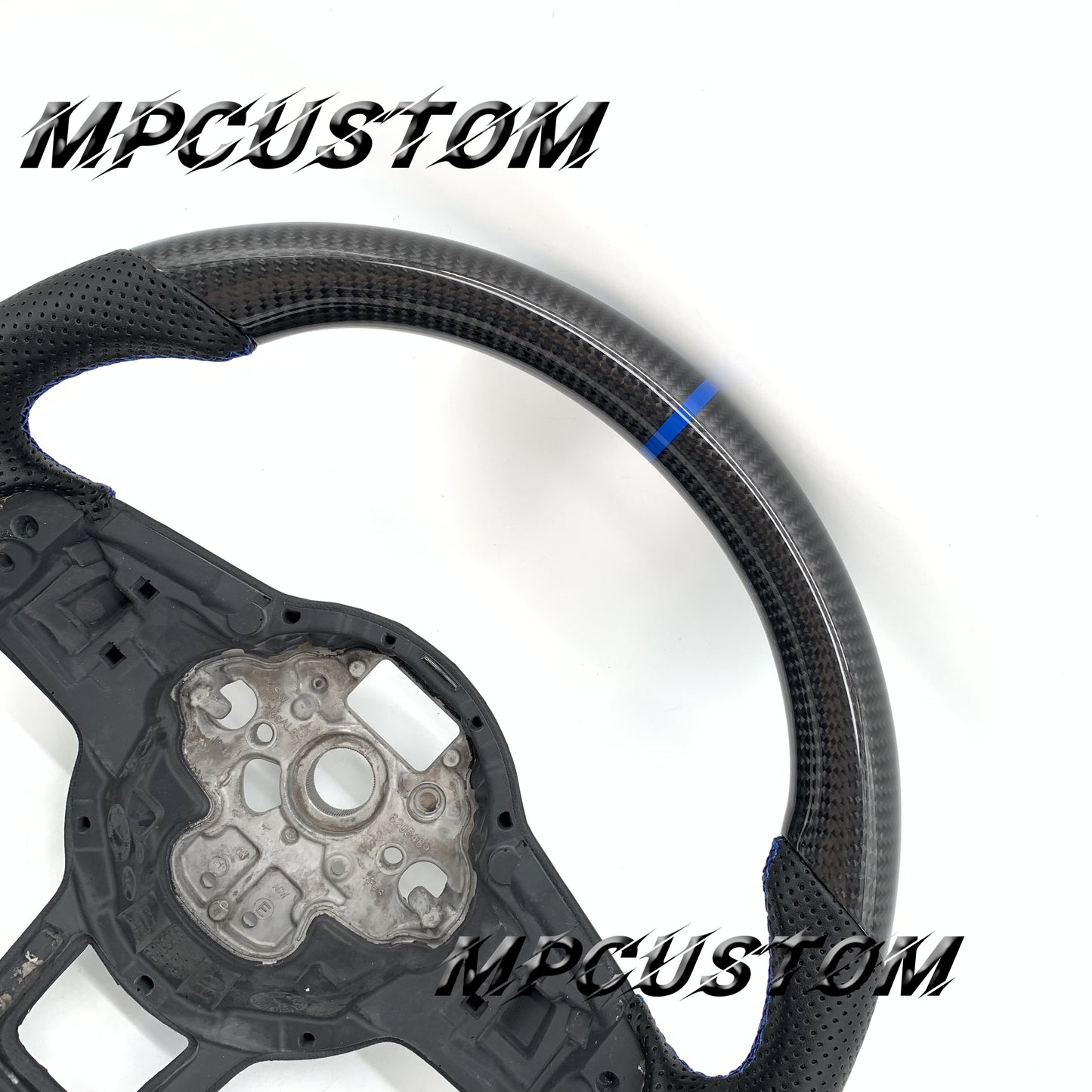 Mpcustom for Volkswagen MK7 2015-2019 carbon fiber steering wheel gloss and blue stripe line
