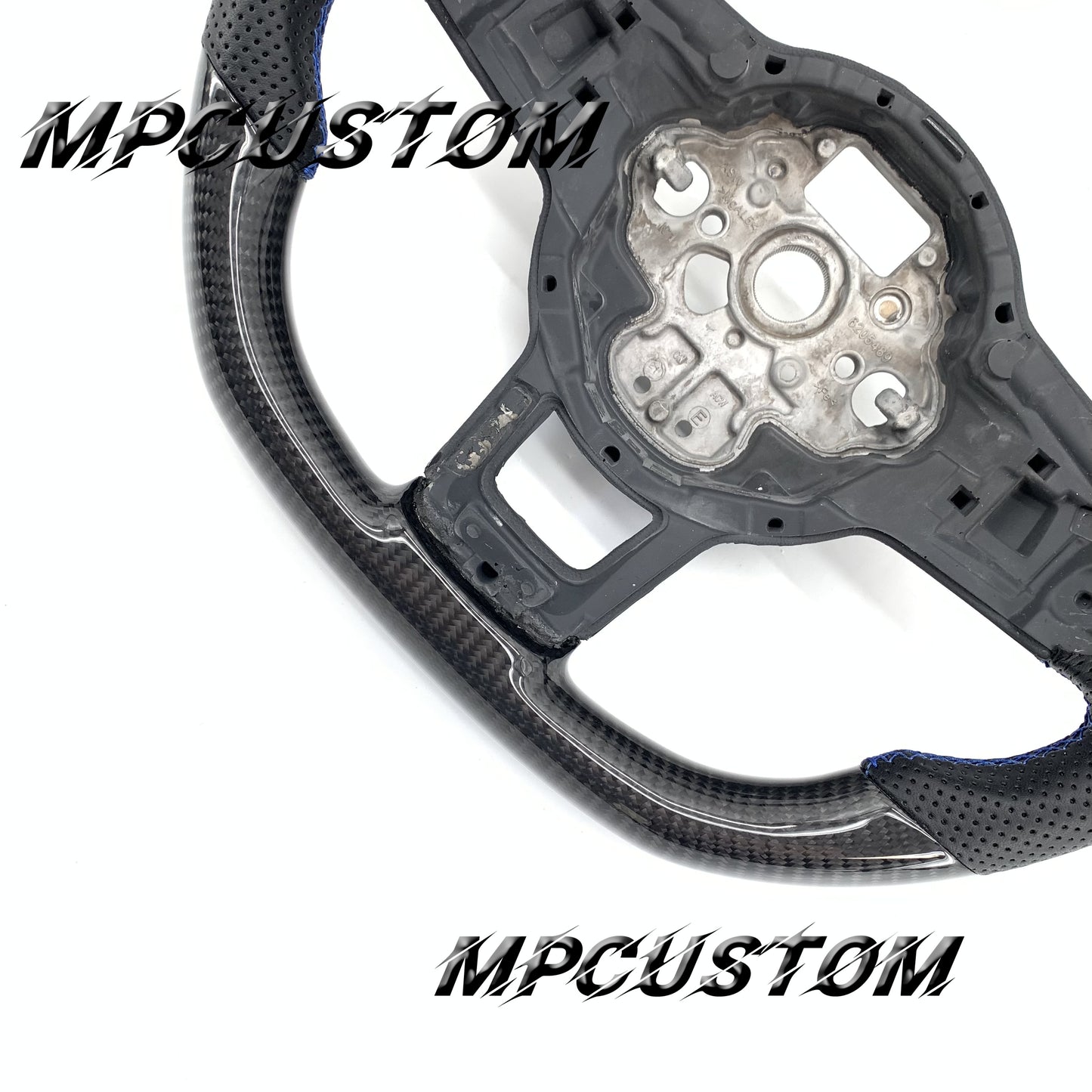 Mpcustom for Volkswagen MK7 2015-2019 carbon fiber steering wheel gloss and blue stripe line