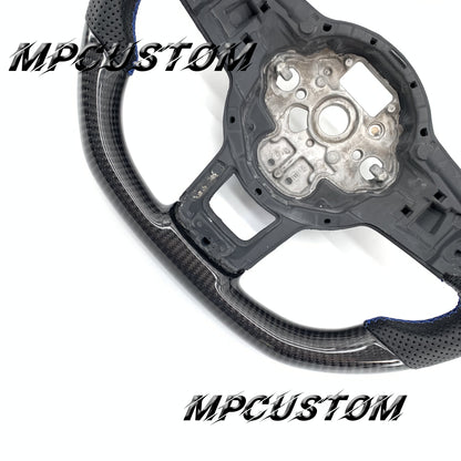 Mpcustom for Volkswagen MK7 2015-2019 carbon fiber steering wheel gloss and blue stripe line