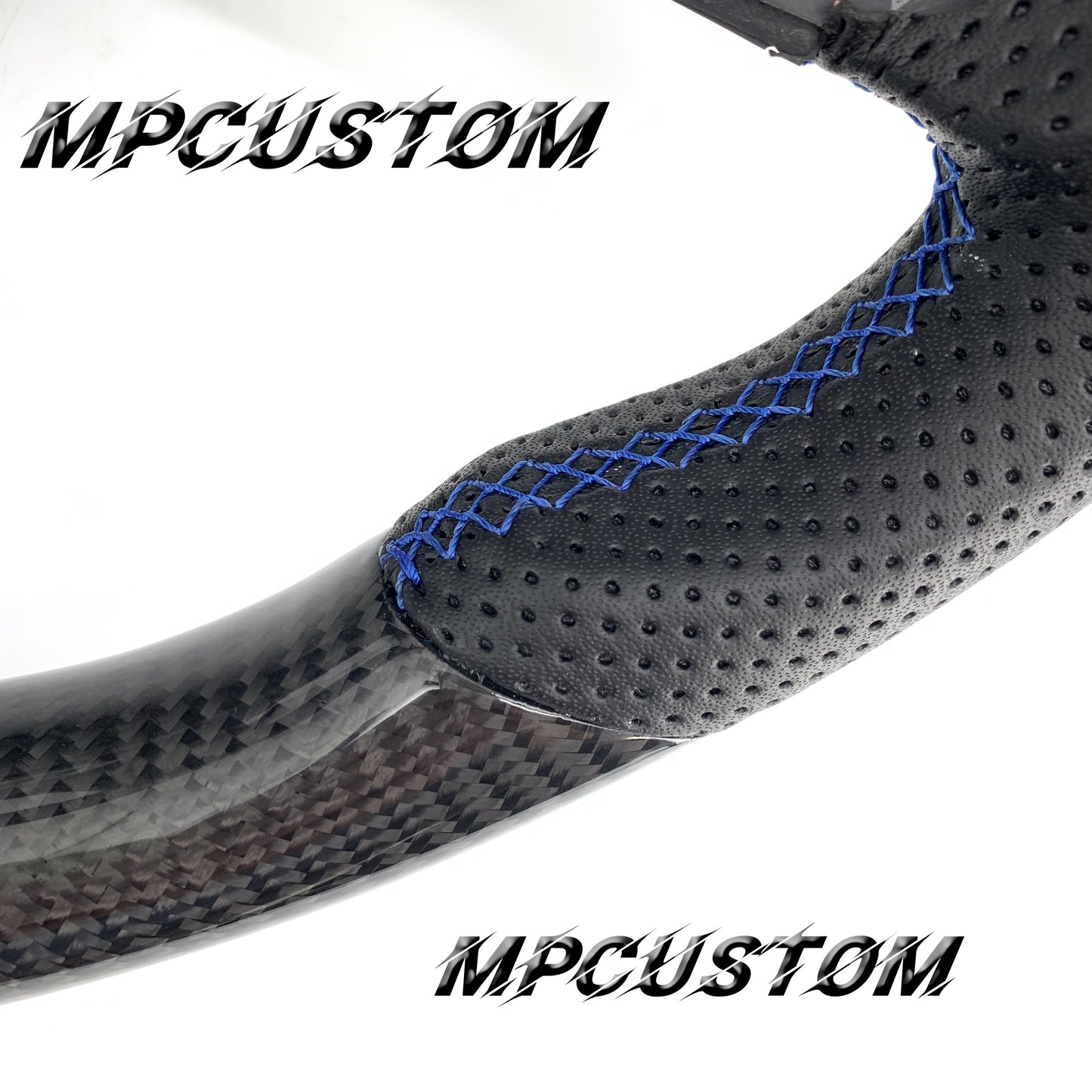 Mpcustom for Volkswagen MK7 2015-2019 carbon fiber steering wheel gloss and blue stripe line
