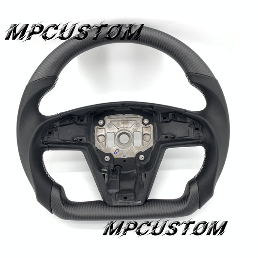Mpcustom for Tesla new model S carbon fiber steering wheel matte and flat bottom