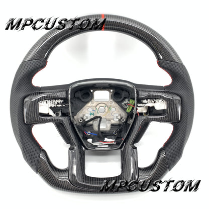 Mpcustom for Ford F150 carbon fiber steering wheel perforated leather