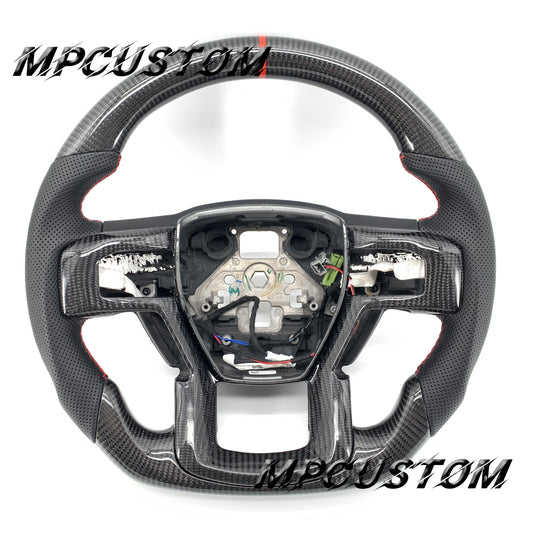 Mpcustom for Ford F150 carbon fiber steering wheel perforated leather