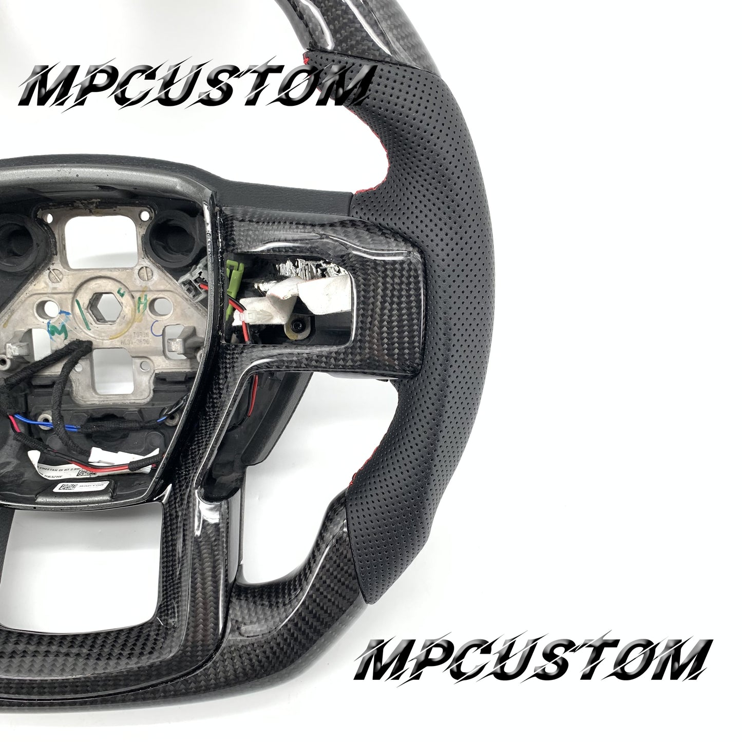 Mpcustom for Ford F150 carbon fiber steering wheel perforated leather