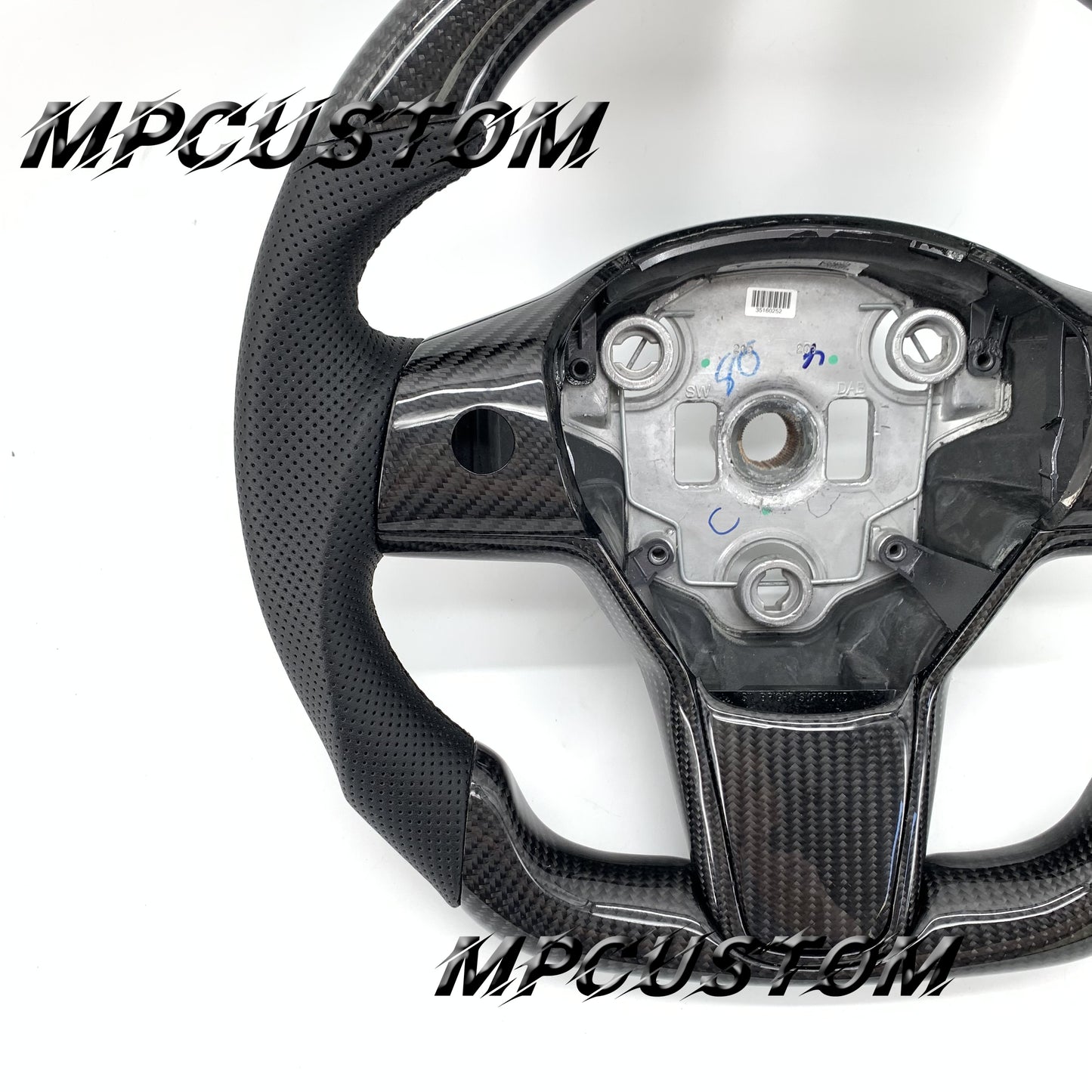 Mpcustom for Tesla model 3 carbon fiber steering wheel round top