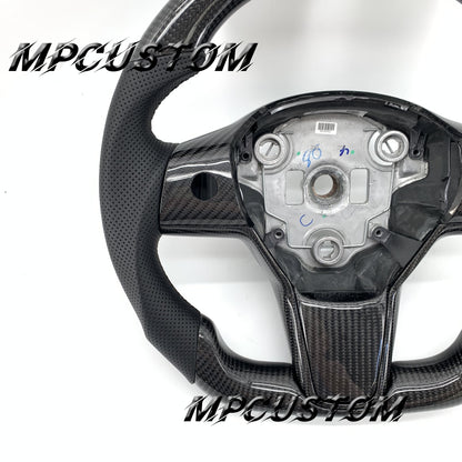 Mpcustom for Tesla model 3 carbon fiber steering wheel gloss