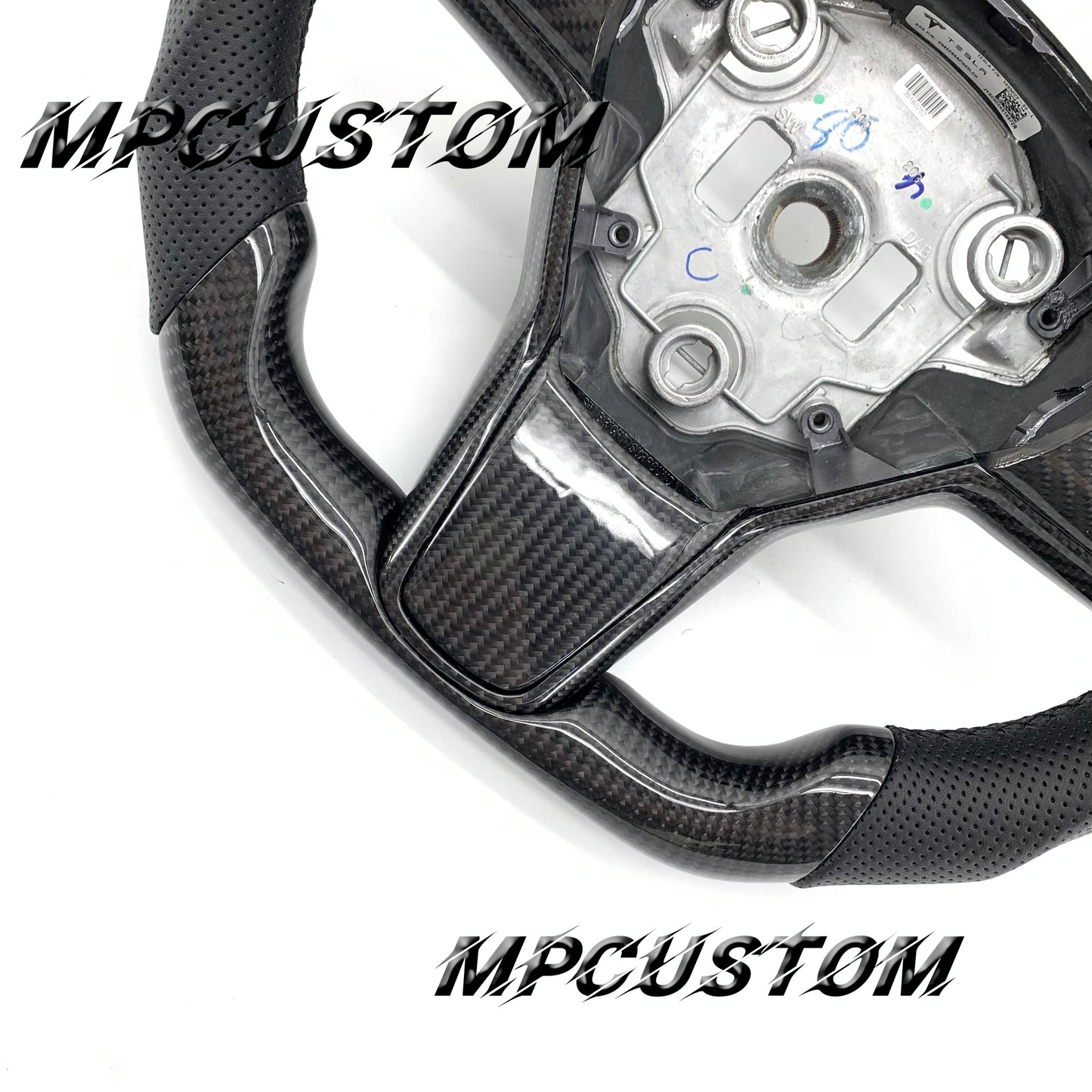 Mpcustom for Tesla model 3 carbon fiber steering wheel round top