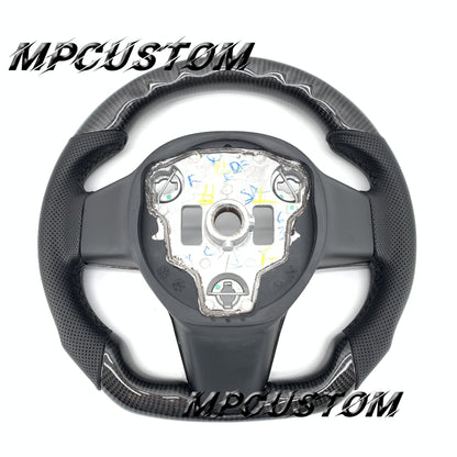 Mpcustom for Tesla model 3 carbon fiber steering wheel round top