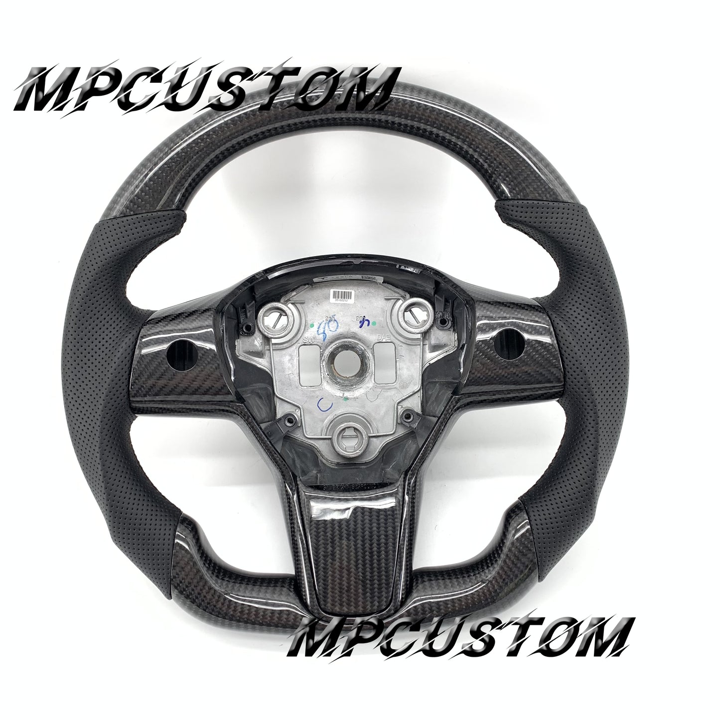 Mpcustom for Tesla model 3 carbon fiber steering wheel round top