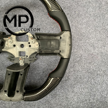 MPCUSTOM Fit For Ford mustang 2010-2014 gt GT500 shelby gloss carbon fiber steering wheel black smooth leather