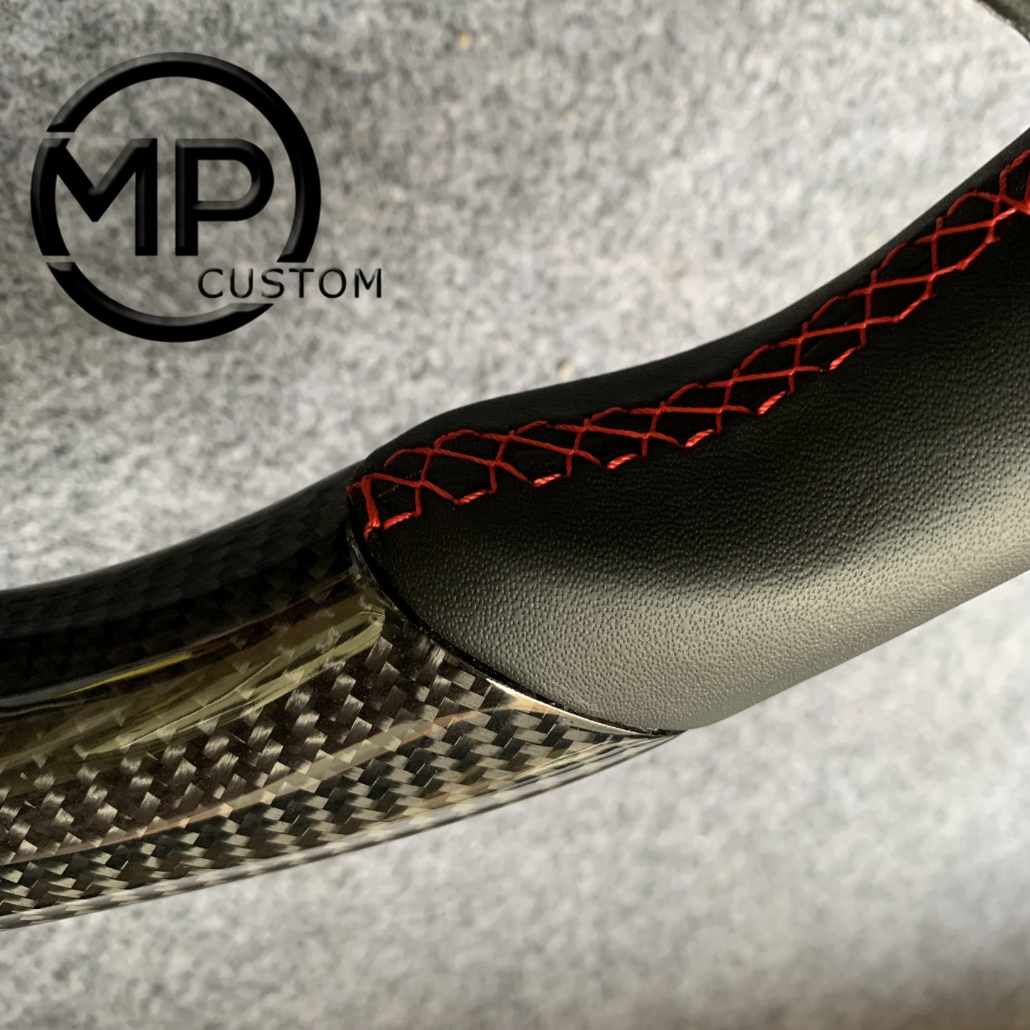MPCUSTOM Fit For Ford mustang 2010-2014 gt GT500 shelby gloss carbon fiber steering wheel black smooth leather