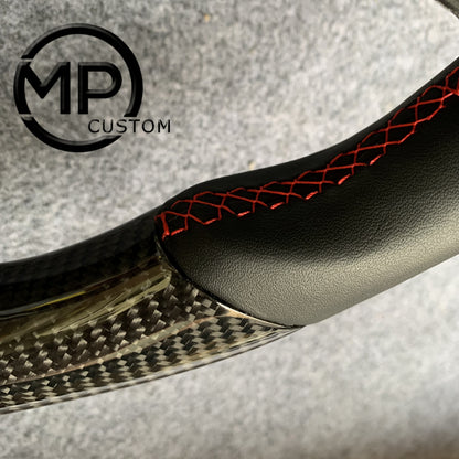 MPCUSTOM Fit For Ford mustang 2010-2014 gt GT500 shelby gloss carbon fiber steering wheel black smooth leather