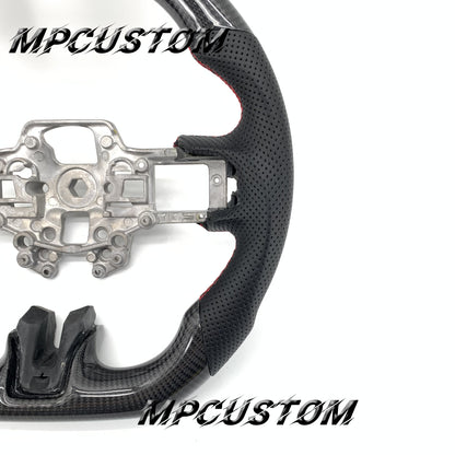 Mpcustom for Ford Mustang 2018-2022 carbon fiber steering wheel red stripe line and gloss