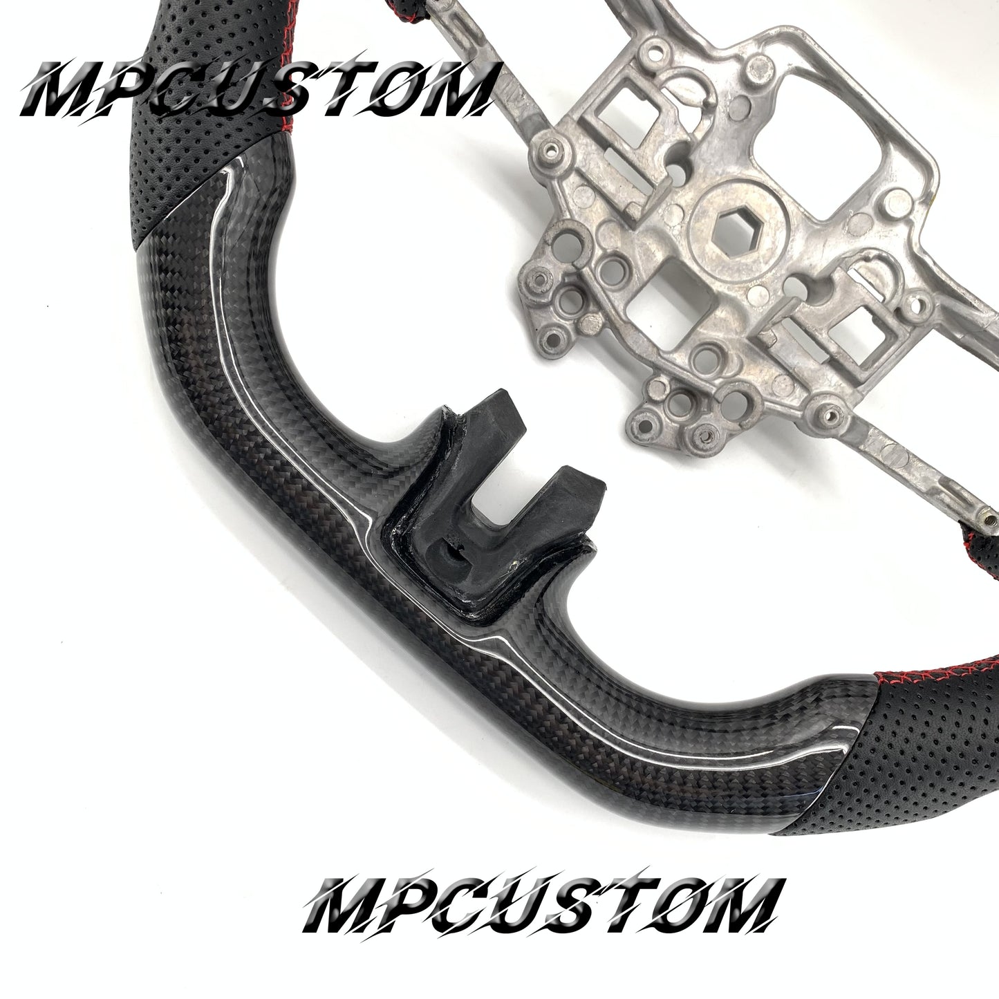 Mpcustom for Ford Mustang 2018-2022 carbon fiber steering wheel red stripe line and gloss