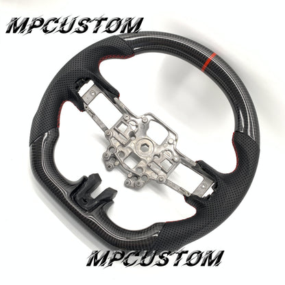 Mpcustom for Ford Mustang 2018-2022 carbon fiber steering wheel red stripe line and gloss