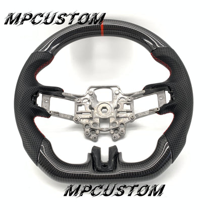 Mpcustom for Ford Mustang 2018-2022 carbon fiber steering wheel red stripe line and red stitching