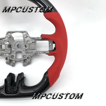 Mpcustom for Ford Mustang 2018-2022 carbon fiber steering wheel red stripe line and black stitching