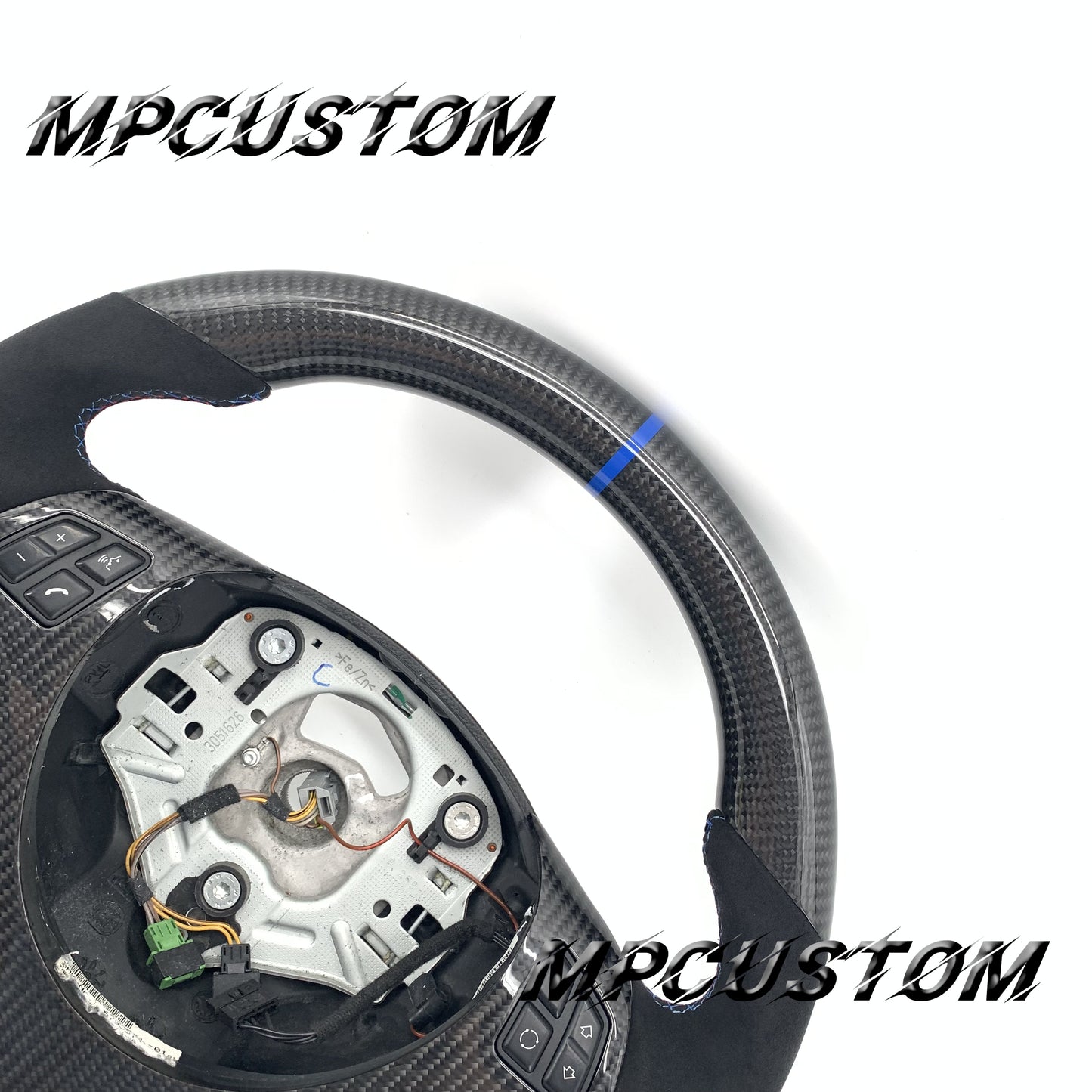 Mpcustom for BMW e90 carbon fiber steering wheel blue stripe line