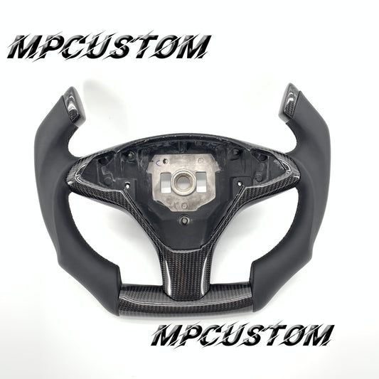 Mpcustom for Tesla model S X carbon fiber steering wheel gloss and f1 shape