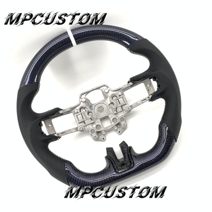 Mpcustom for Ford Mustang 2018-2022 carbon fiber steering wheel round top and white stripe line