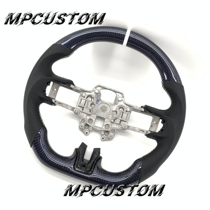 Mpcustom for Ford Mustang 2018-2022 carbon fiber steering wheel white stripe line and white stitching