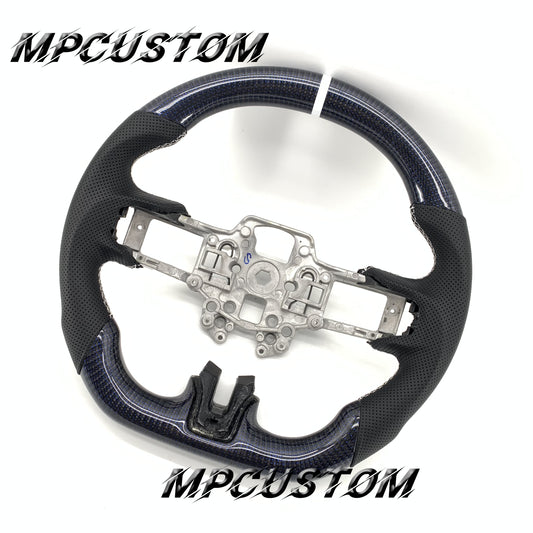 Mpcustom for Ford Mustang 2018-2022 carbon fiber steering wheel white stripe line and white stitching