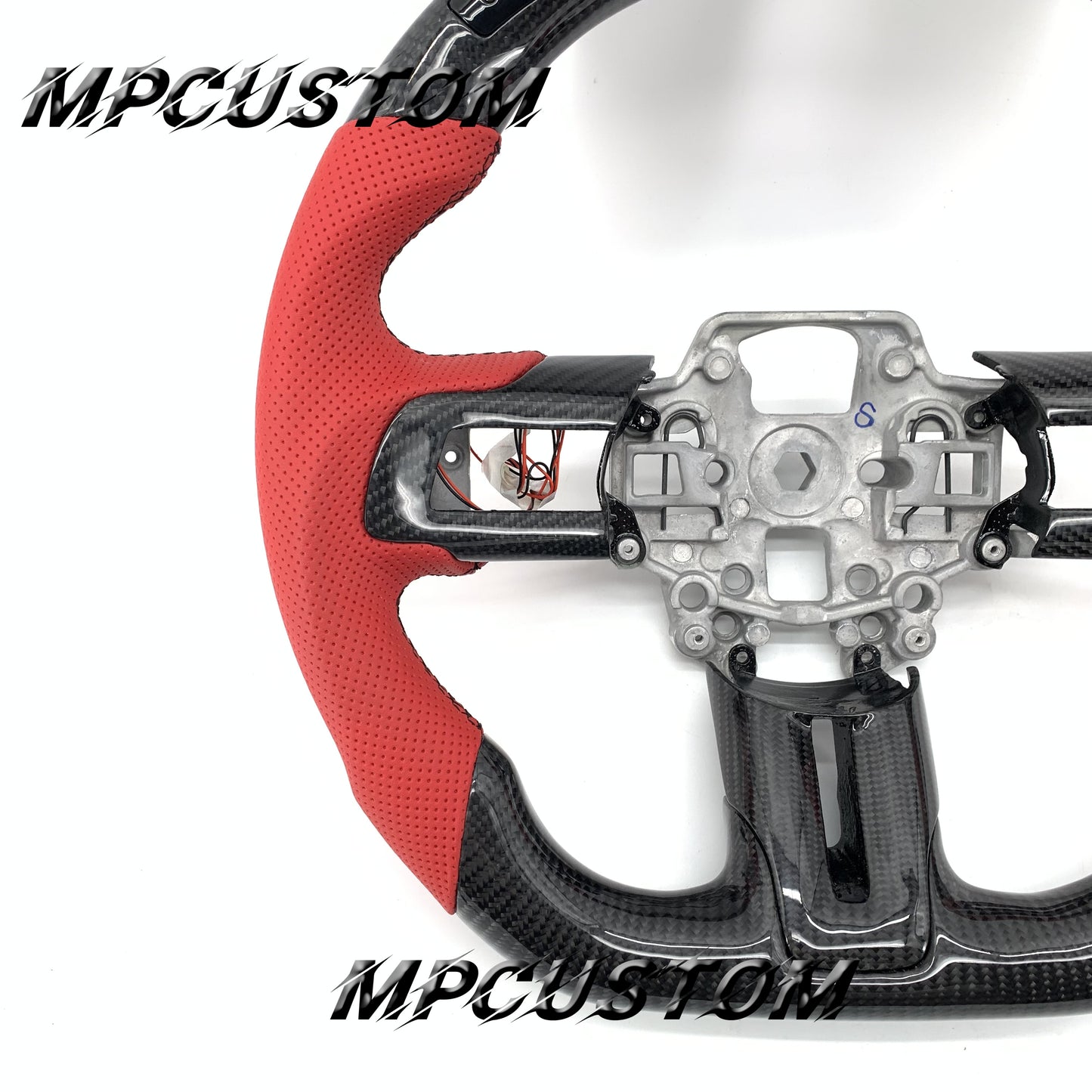 Mpcustom for Ford Mustang 2018-2022 carbon fiber steering wheel led and black stitching