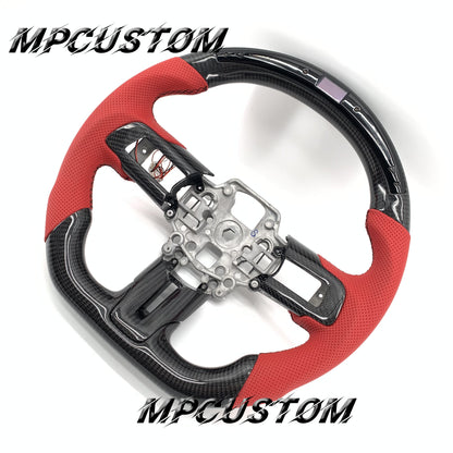 Mpcustom for Ford Mustang 2018-2022 carbon fiber steering wheel led and flat bottom